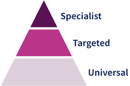 Universal, Targeted and Specialist levels triangle